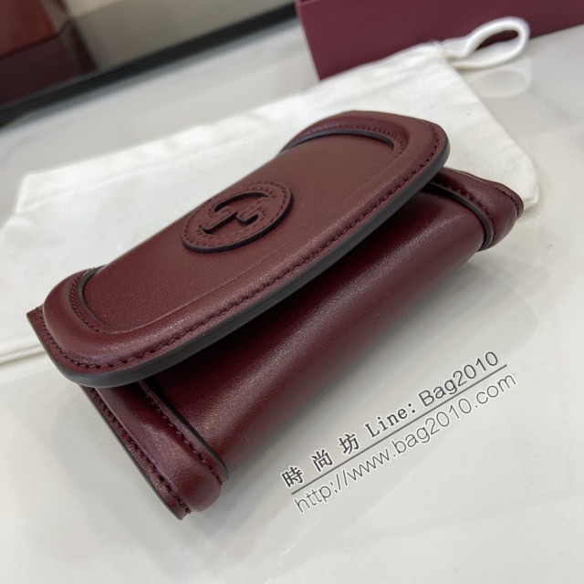 Gucci專櫃古馳最新款圓形互扣式雙G標識卡片夾卡包零錢包 jh2679型號：818811